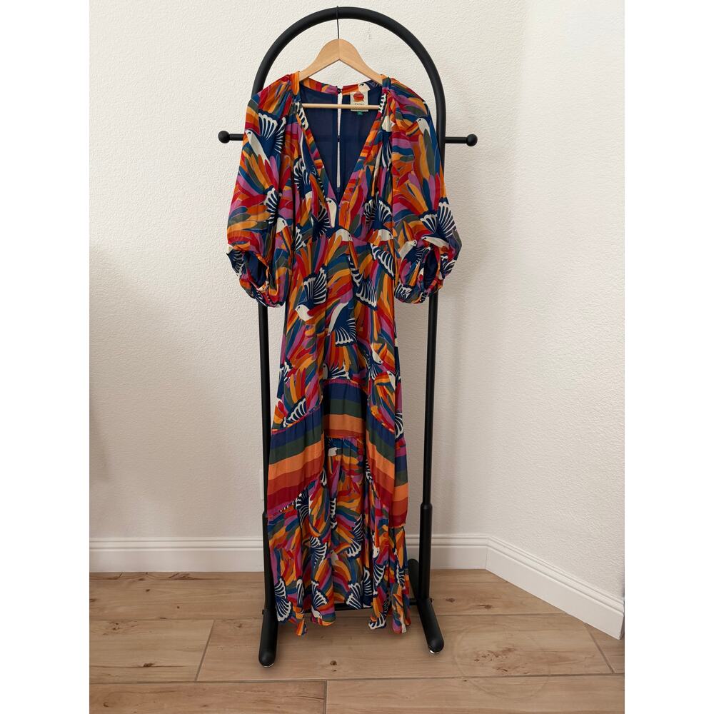 FARM Rio Multicolor Stripe and Fan-Print Mini Dress